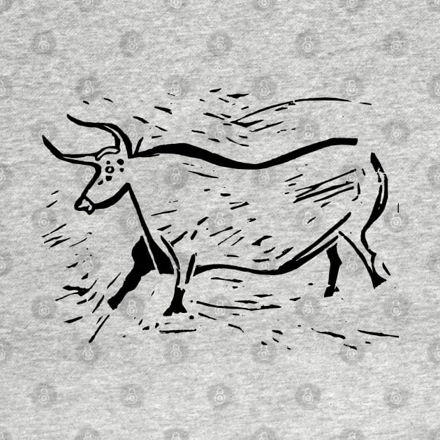 Aurochs from the Lascaux Caves (Black Ink Version) by LaForma